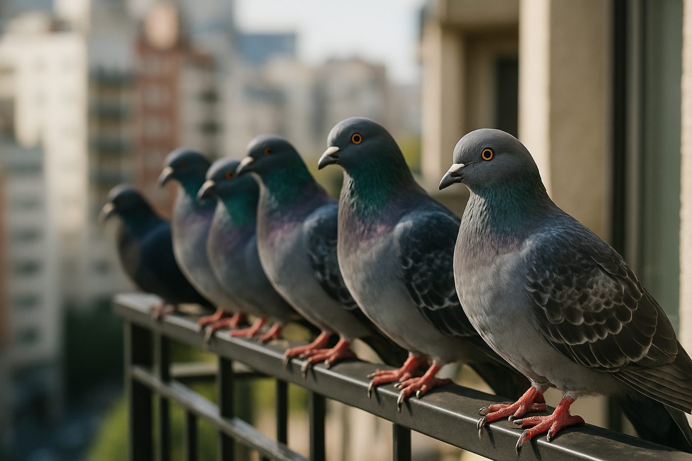 Balkon korkuluğunda güvercinler